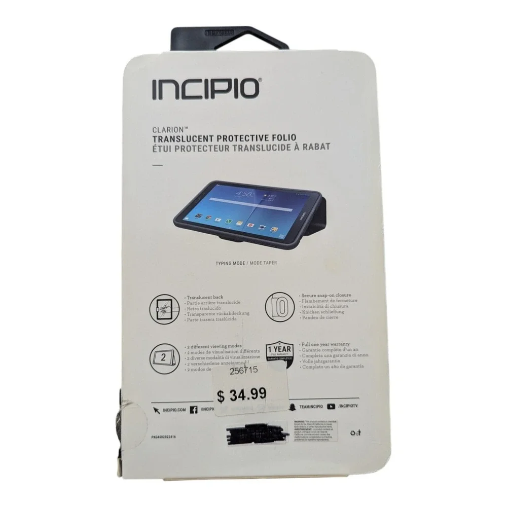 F2. Incipio Clarion Translucent Folio Case For Samsung Tab E 8.0 Black
